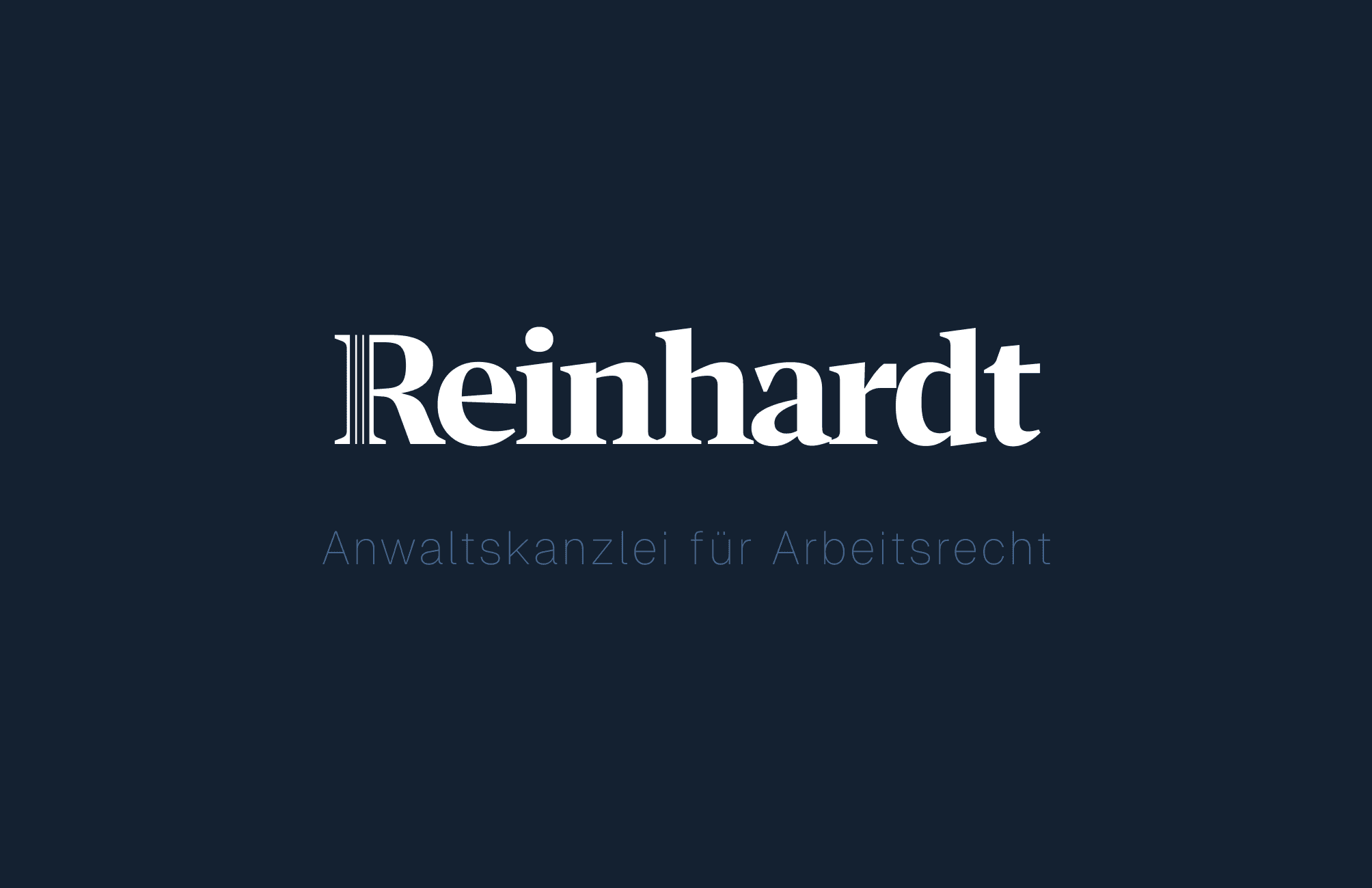 Visitenkarte, Rückseite — Wortmarke Reinhardt auf Dunkelblau